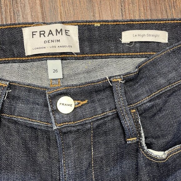 Frame Le High Straight Jeans Size 26  Dublin Mid Rise Stretch Dark Wash Blue - Picture 5 of 10